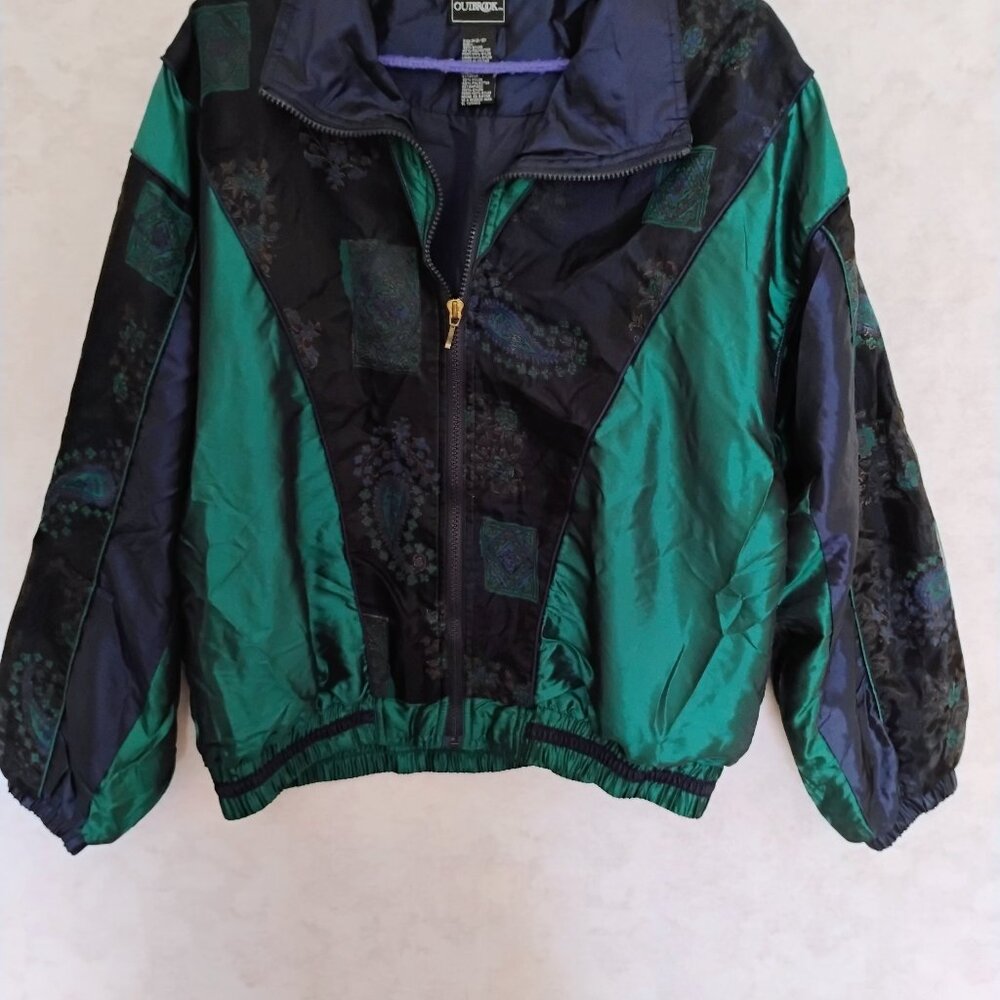 Vintage Outbrook Men's Colorblock Parachute Bomber Jacket Size Medium
